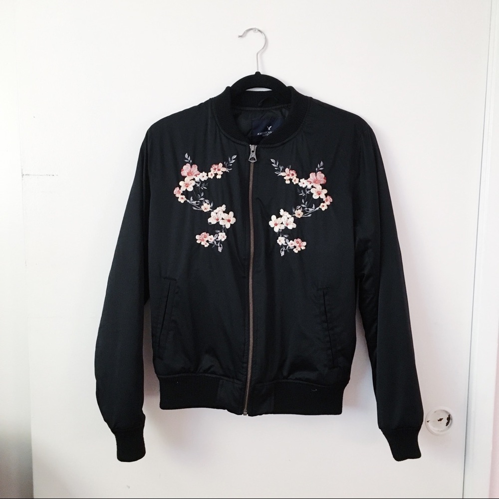American Eagle Outfitters floral bomber